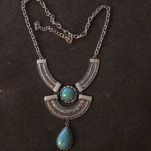 Silver and turquoise large necklace